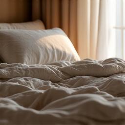 Comfortable bed signifying good sleep